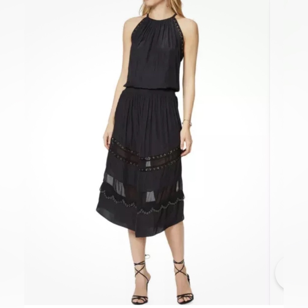 Ramy Brook Black Pierson Sleeveless Grommet Midi Dress Small